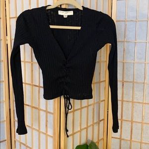 Long sleeve lace up crop top